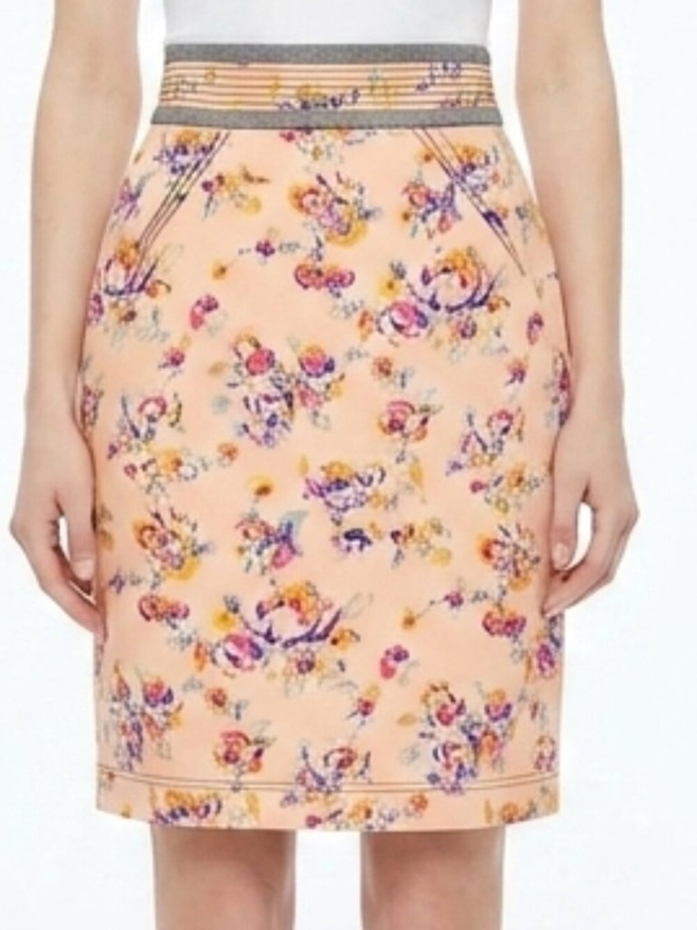 Z Spoke Zac Posen Floral & Contast Trim Pencil Skirt- Sz. 4